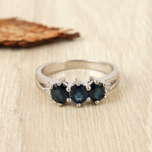 Natural Blue Sapphire Ring-925 Sterling Silver Ring-5x4mm Oval Cut Gemstone Ring-Precious Ring-September Birthstone Ring-Sapphire Jewelry