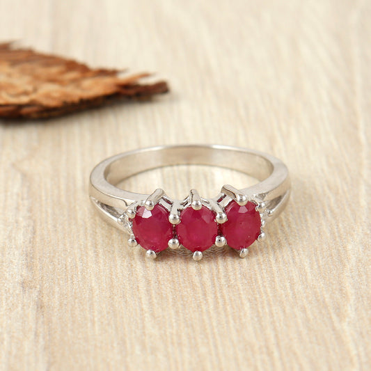 Natural Ruby Oval Cut Gemstone Ring-925 Sterling Silver Ring-Diamond Ring-July Birthstone Ring-Handmade Ring-Wedding Ring Gift for Her