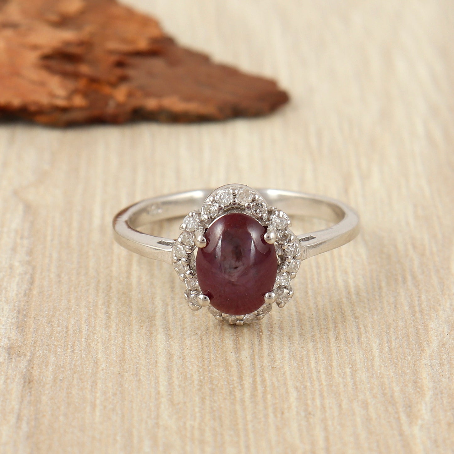 Natural Star Ruby Cluster Ring-925 Sterling Silver Ring-Oval Cabochon Gemstone Ring-Star Ruby Silver Ring-Statement Ring-Wedding Gift her