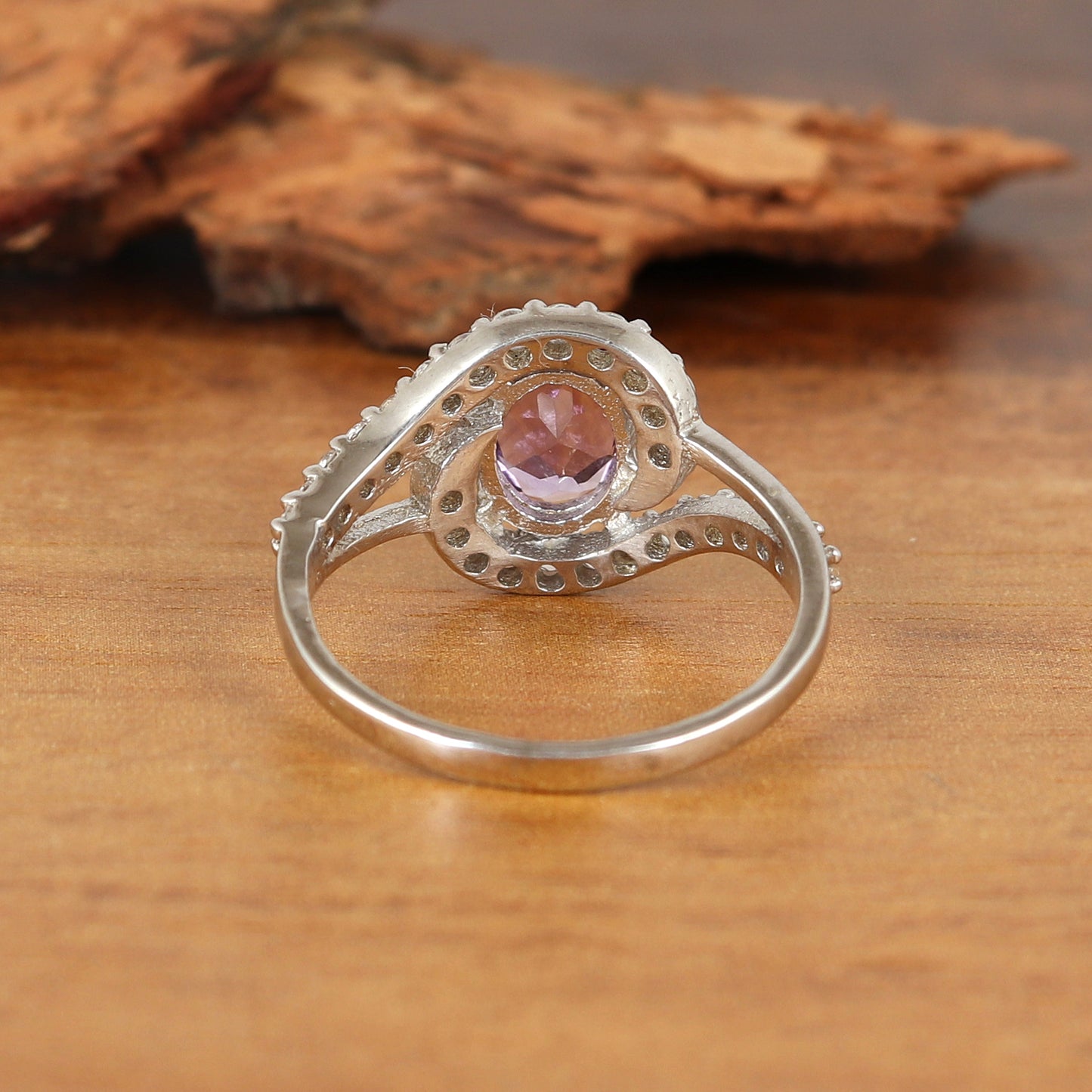Amethyst Oval Cut Gemstone Cluster Ring 925 Sterling Silver Handmade Ring February Birthstone Jewelry