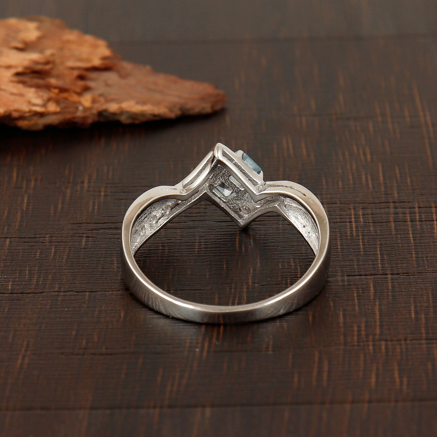 Natural Aquamarine Engagement Ring 2mm Square Cut Gemstone Wedding Ring Gift for Her