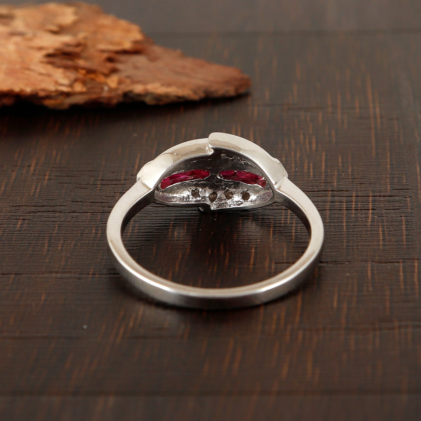 Natural Ruby Square Cut Gemstone Ring 925 Sterling Silver Diamond Engagement Ring Gift for her
