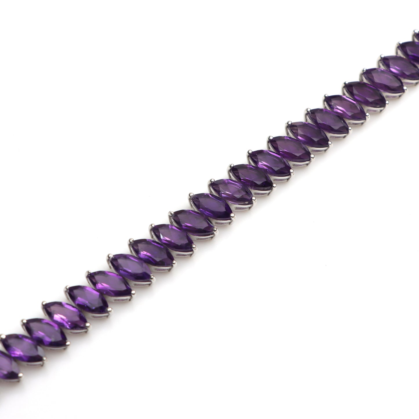 Natural African Amethyst Marquise Faceted Gemstone Bracelet 925 Sterling Silver Tennis Bracelet February Birthstone Bracelet Gift for Her