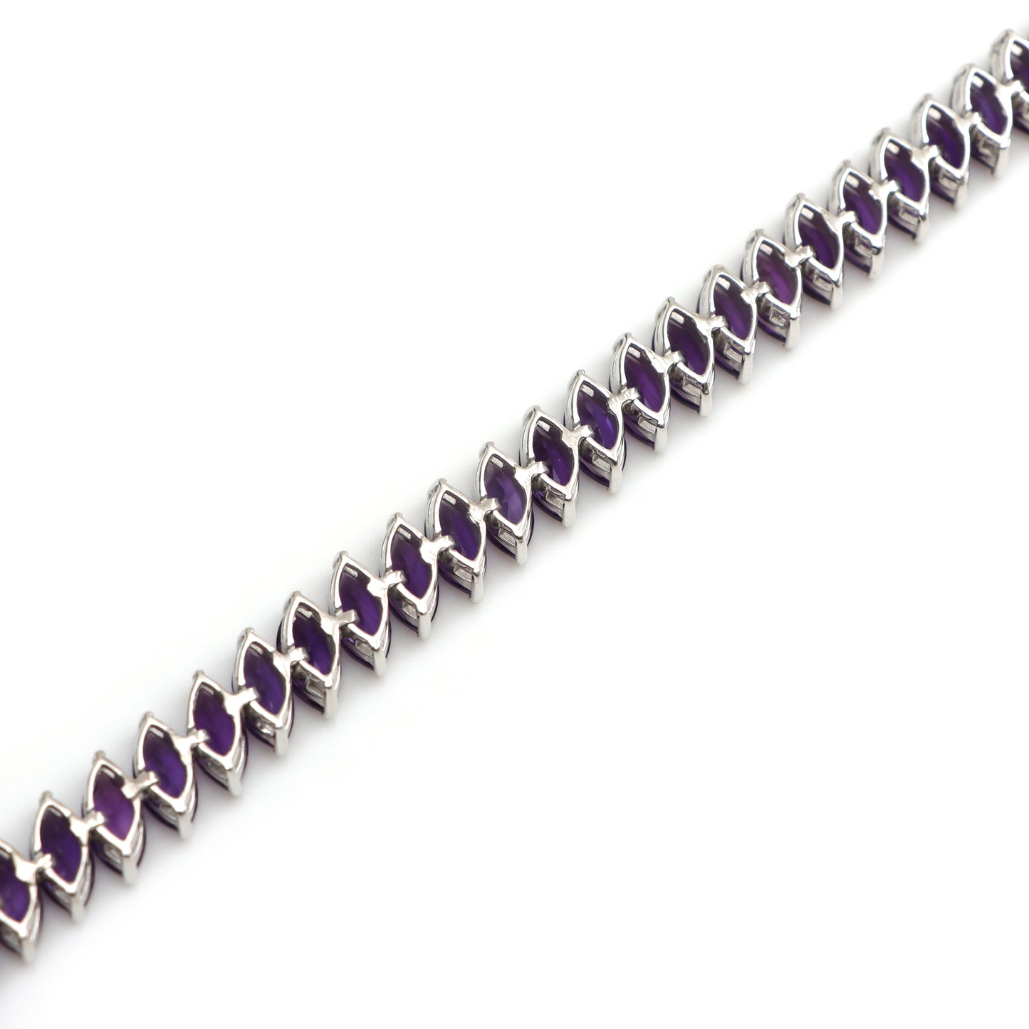 Natural African Amethyst Marquise Faceted Gemstone Bracelet 925 Sterling Silver Tennis Bracelet February Birthstone Bracelet Gift for Her