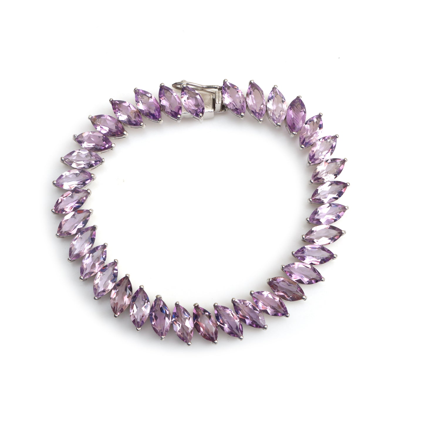 Natural Amethyst Marquise Cut Gemstone Bracelet 925 Sterling Silver Tennis Bracelet February Birthstone Bracelet Gift for Her