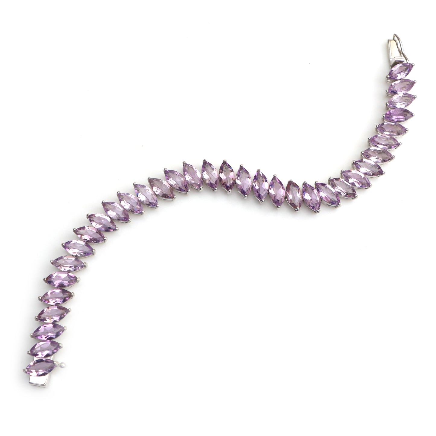 Natural Amethyst Marquise Cut Gemstone Bracelet 925 Sterling Silver Tennis Bracelet February Birthstone Bracelet Gift for Her