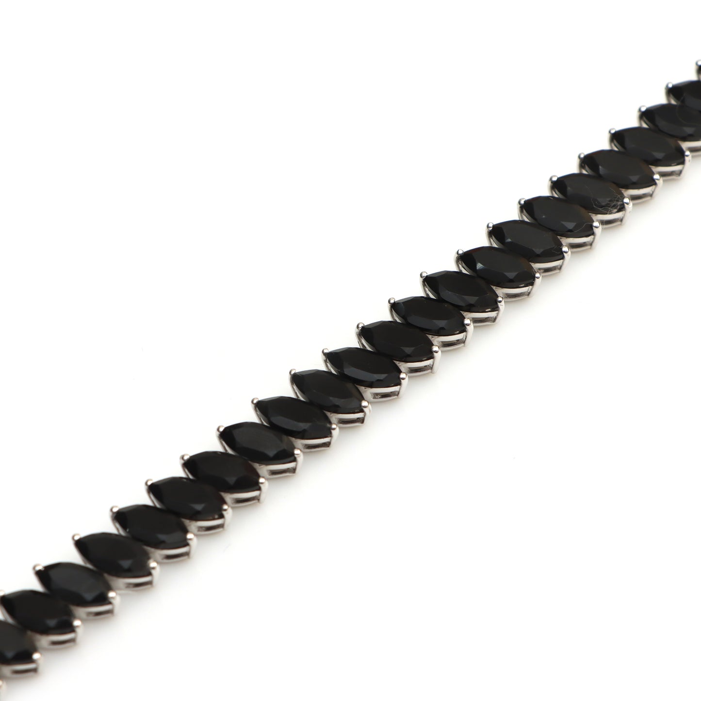 Natural Black Onyx Marquise Faceted Gemstone Bracelet 925 Sterling Silver Tennis Bracelet Women's Jewelry for Gift