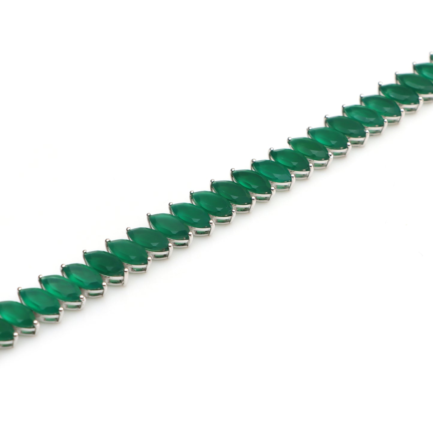 Natural Green Onyx Marquise Cut Gemstone Bracelet 925 Sterling Silver Tennis Bracelet Gift for Wife