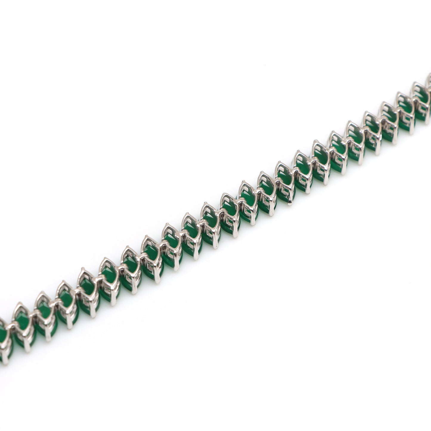 Natural Green Onyx Marquise Cut Gemstone Bracelet 925 Sterling Silver Tennis Bracelet Gift for Wife