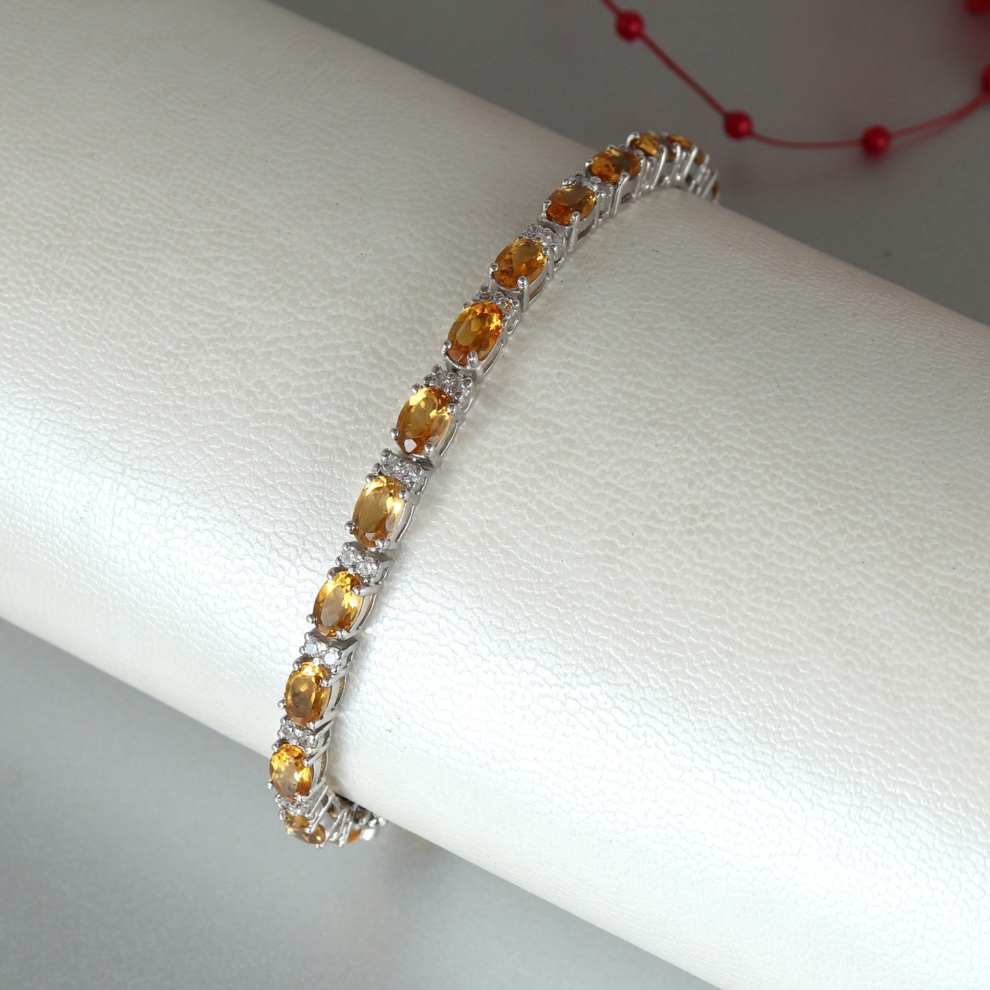 9.60 Cts Natural Citrine Bracelet-Citrine Tennis Bracelet-925 Sterling Silver Bridal Bracelet-Gemstone Bracelet