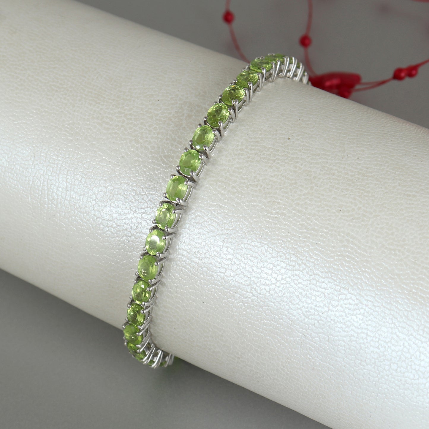 Peridot Tennis Bracelet-925 Sterling Silver Bracelet-August Birthstone Bracelet-Peridot Jewelry-Christmas Gift-Natural Peridot Bracelet Her