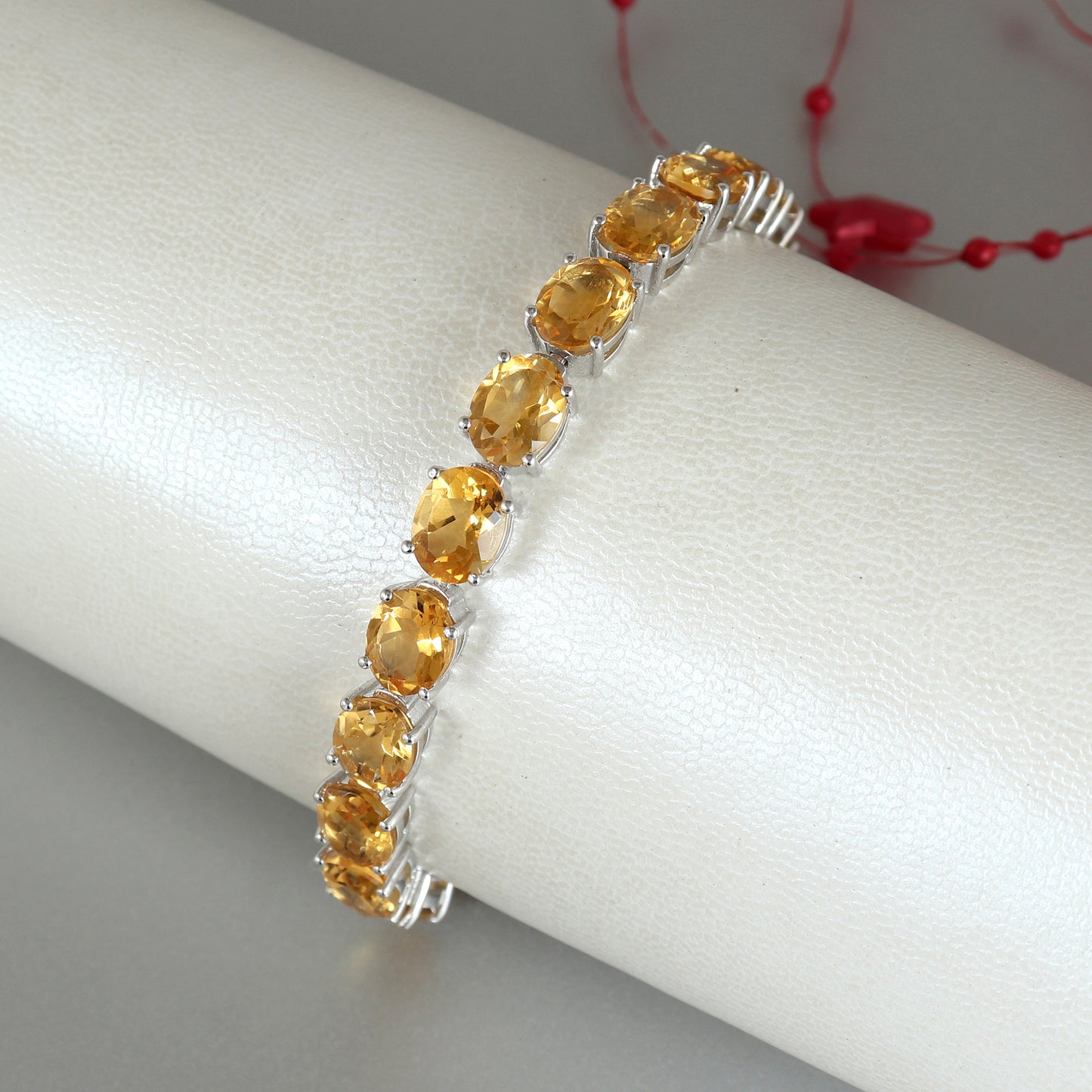 Citrine Tennis Bracelet-9x7mm Oval Cut Gemstone Bracelet-925 Sterling Silver Bracelet-Citrine Silver Bracelet-Handmade Bracelet-Wedding Gift