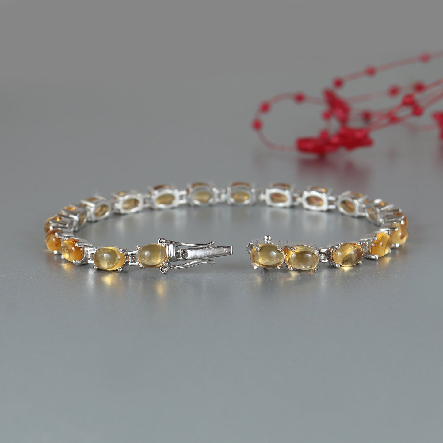 Natural Citrine Tennis Bracelet 925 Sterling Silver Bracelet November Birthstone Yellow Citrine Bracelet Oval Gemstone Bracelet Wedding Gift