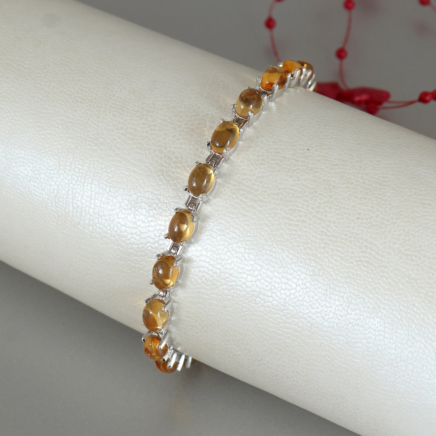Natural Citrine Tennis Bracelet 925 Sterling Silver Bracelet November Birthstone Yellow Citrine Bracelet Oval Gemstone Bracelet Wedding Gift
