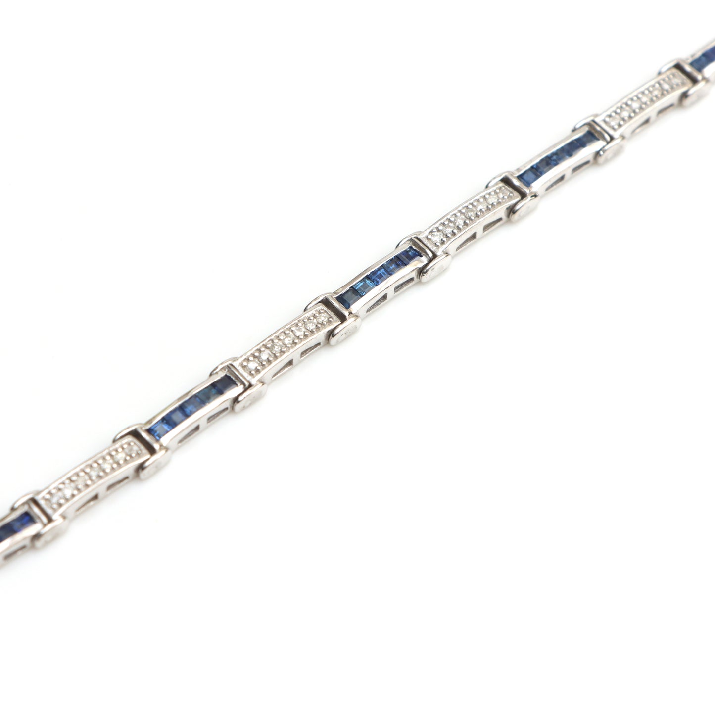 925 Sterling Silver Bracelet Natura Blue Sapphire Square Cut Gemstone Tennis Bracelet Anniversary Gift for Wife