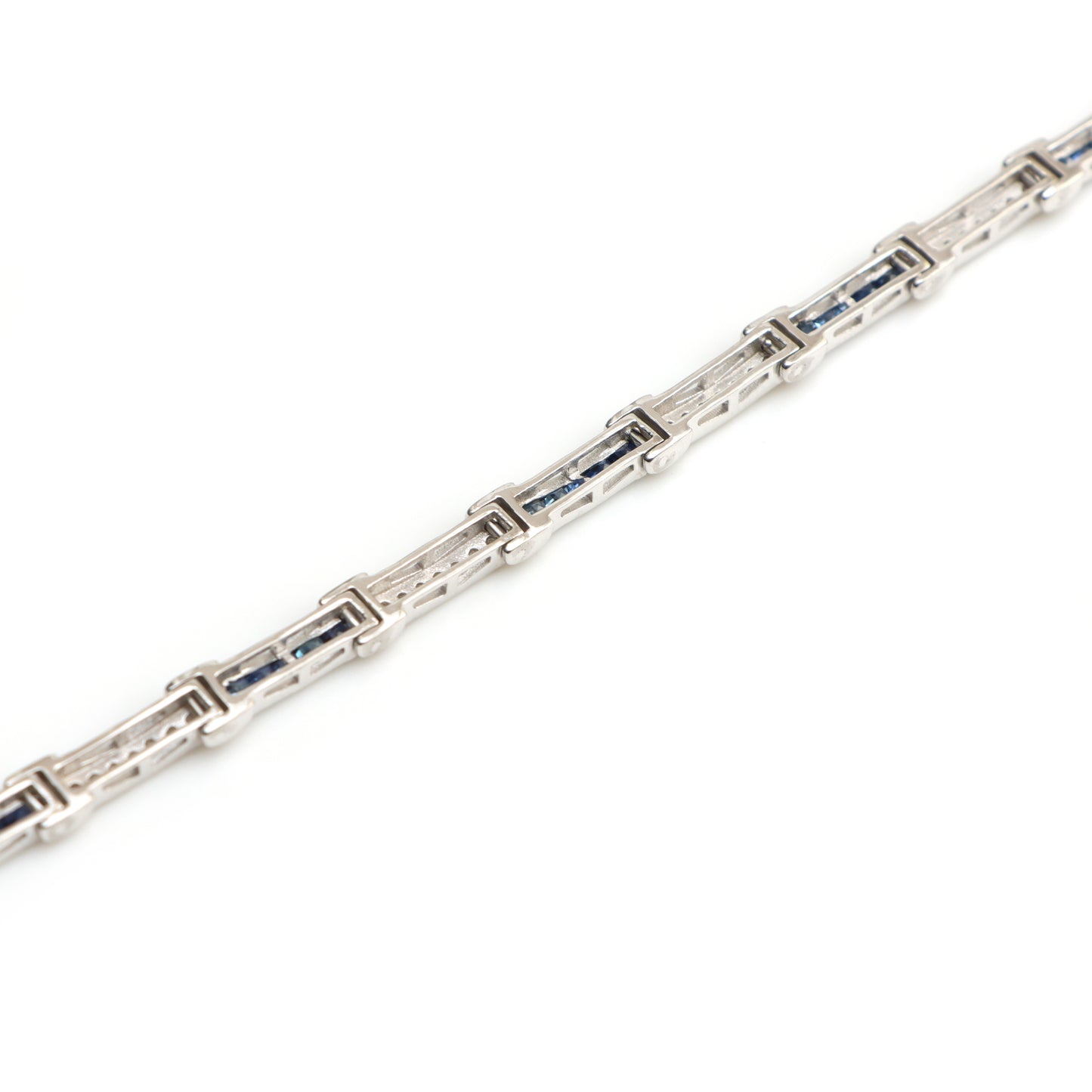 925 Sterling Silver Bracelet Natura Blue Sapphire Square Cut Gemstone Tennis Bracelet Anniversary Gift for Wife