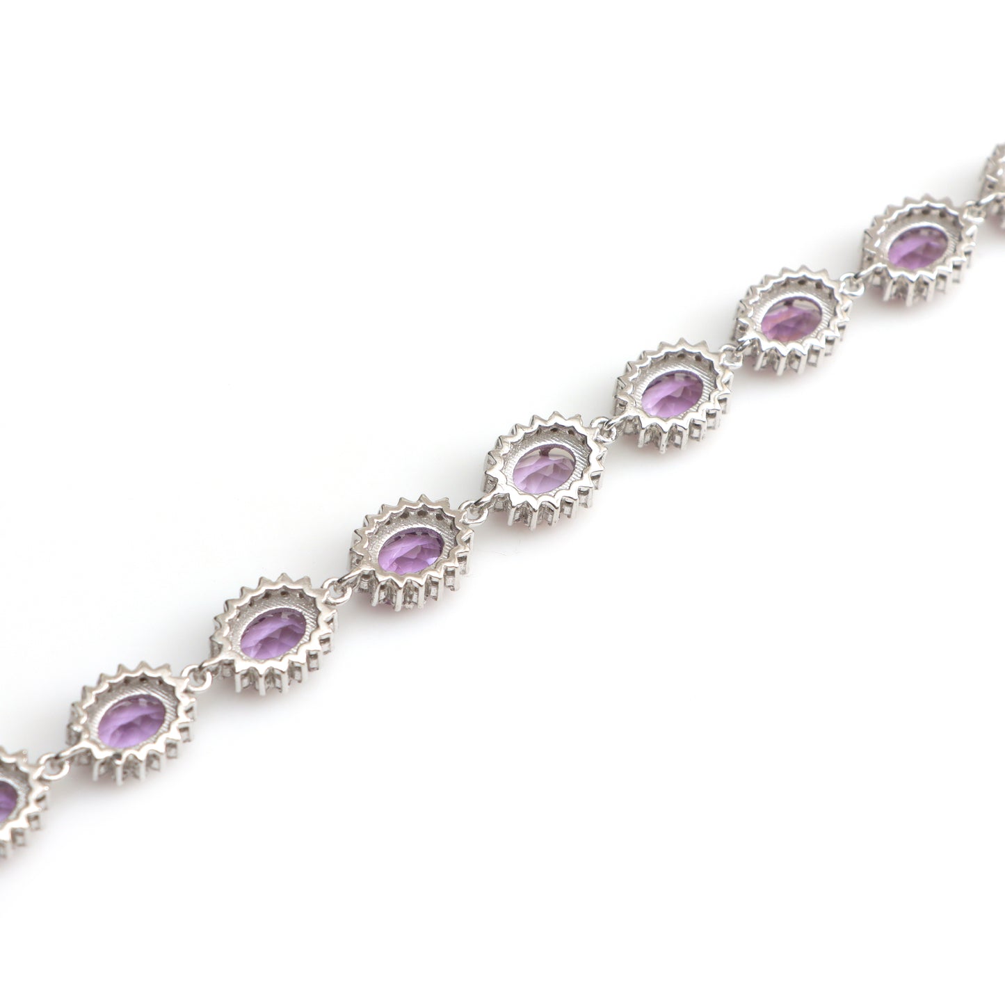 Amethyst Tennis Bracelet 925 Sterling Silver Oval Cut Gemstone Cluster Bracelet Wedding Gift for Her