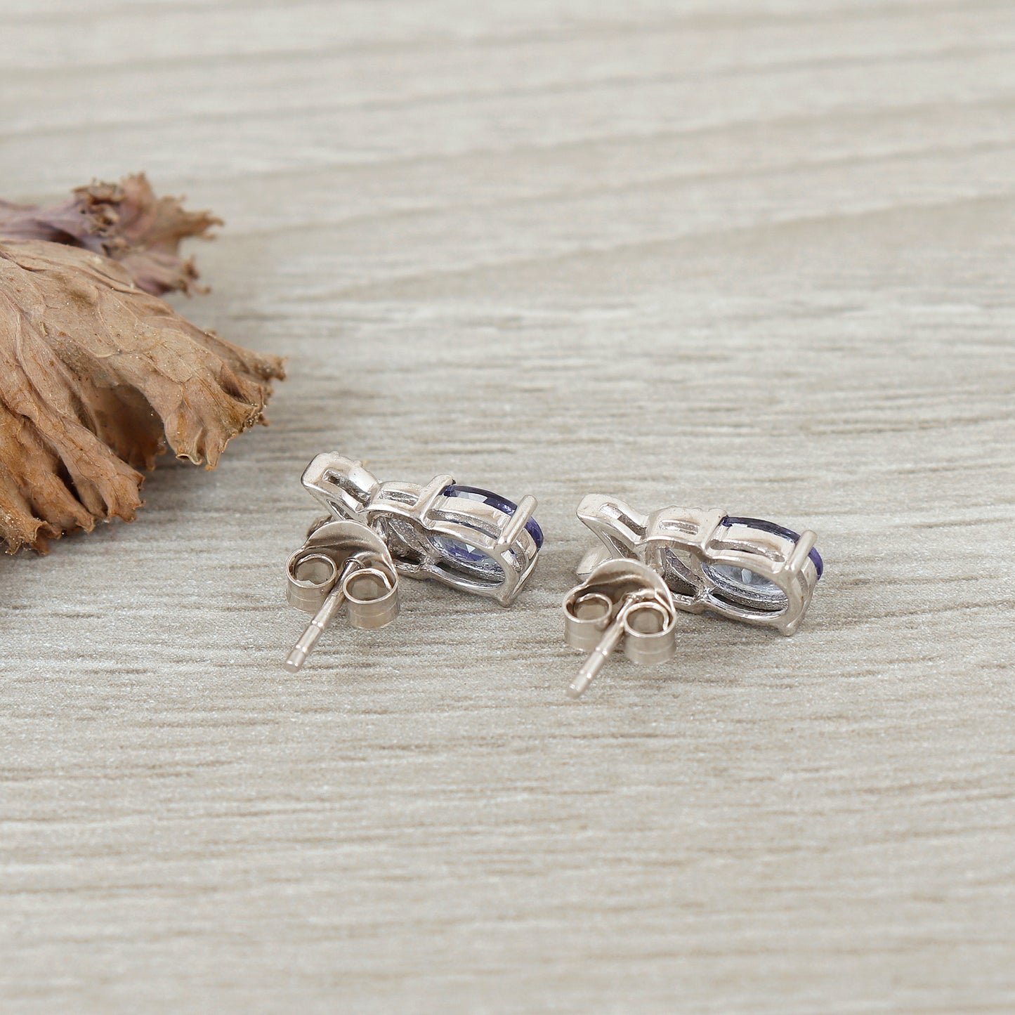 Natural Tanzanite Stud Earrings-925 Sterling Silver-Precious Stud Earrings-Dainty Tanzanite Studs-December Birthstone Studs-Wedding Gift Her