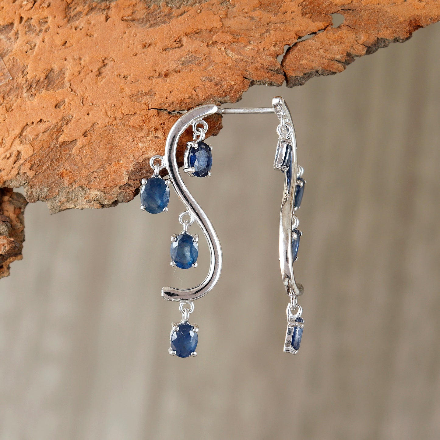 Blue Sapphire Oval Cut Gemstone Earrings-925 Sterling Silver Studs-September Birthstone-Sapphire Jewelry-Sapphire Studs-Wedding Gift for Her