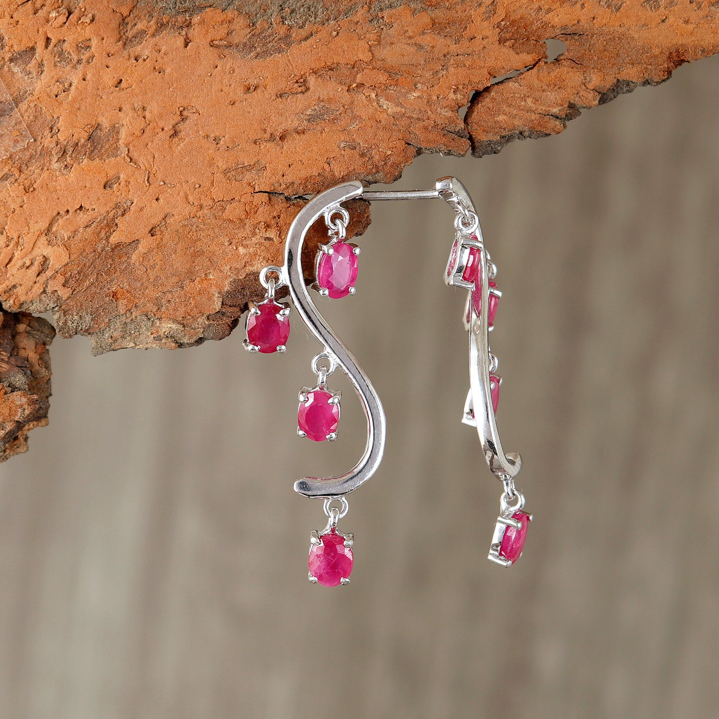 Natural Ruby Oval Cut Gemstone Stud Earrings-925 Sterling Silver Earrings-July Birthstone Studs-Dainty Ruby Earrings-Wedding Gift for Her