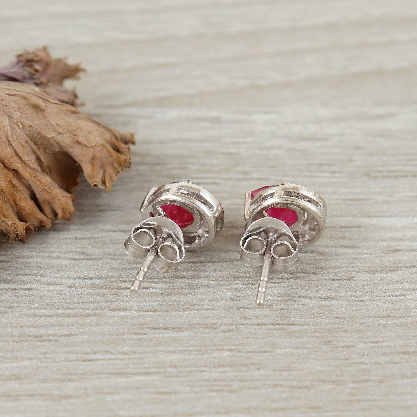 Ruby Oval Cut Gemstone Dainty Stud Earrings-925 Sterling Silver-July Birthstone Jewelry-Ruby Diamond Stud Earrings-Perfect Gift for Her