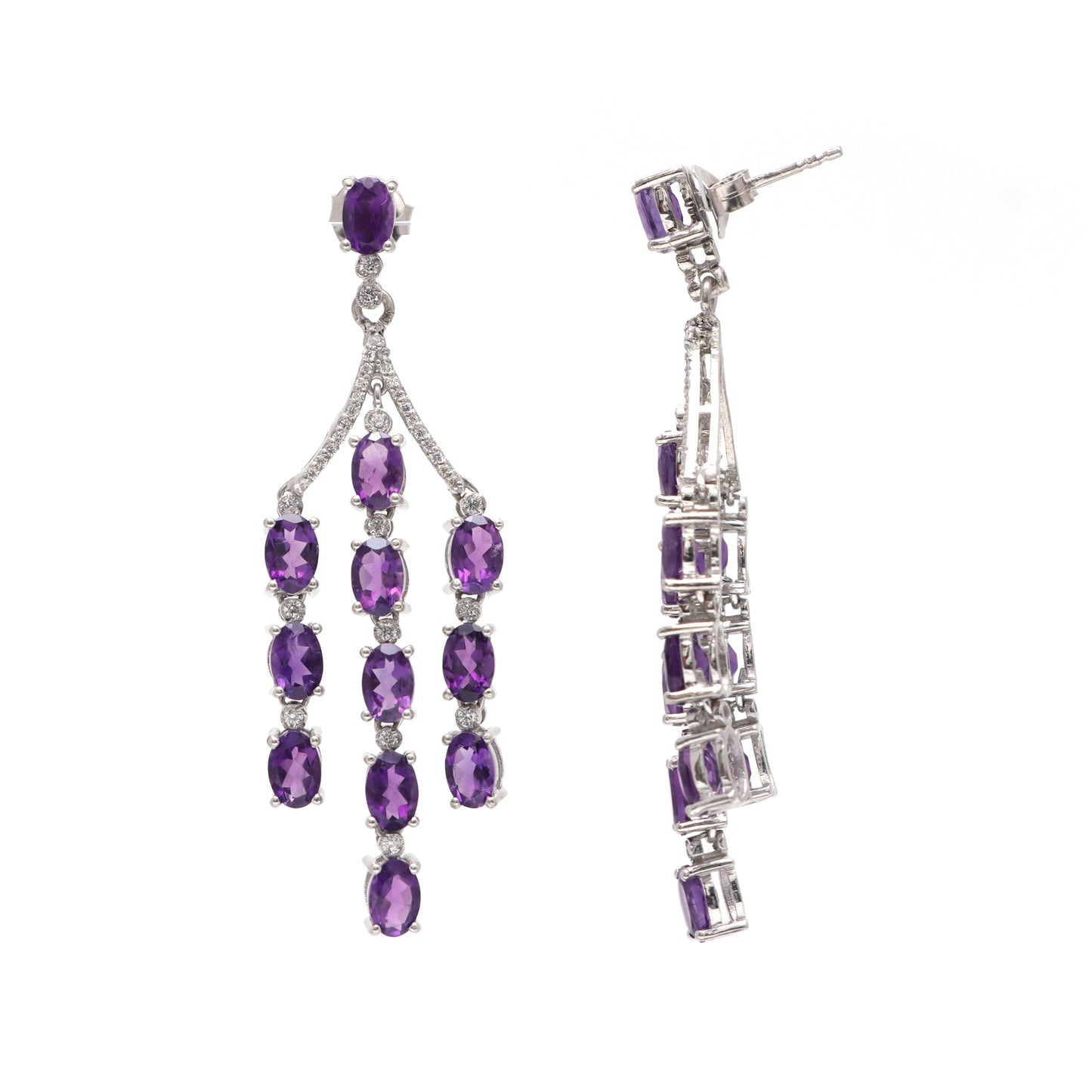 Natural African Amethyst Oval Cut Gemstone 925 Sterling Silver Earrings Price Per Pair