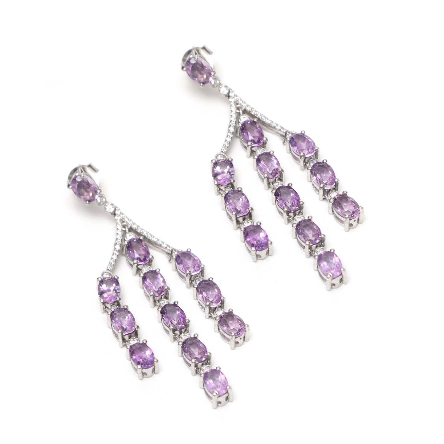 Natural Amethyst Oval Cut Gemstone Dangle Drop Earrings 925 Sterling Silver Earrings Price Per Pair