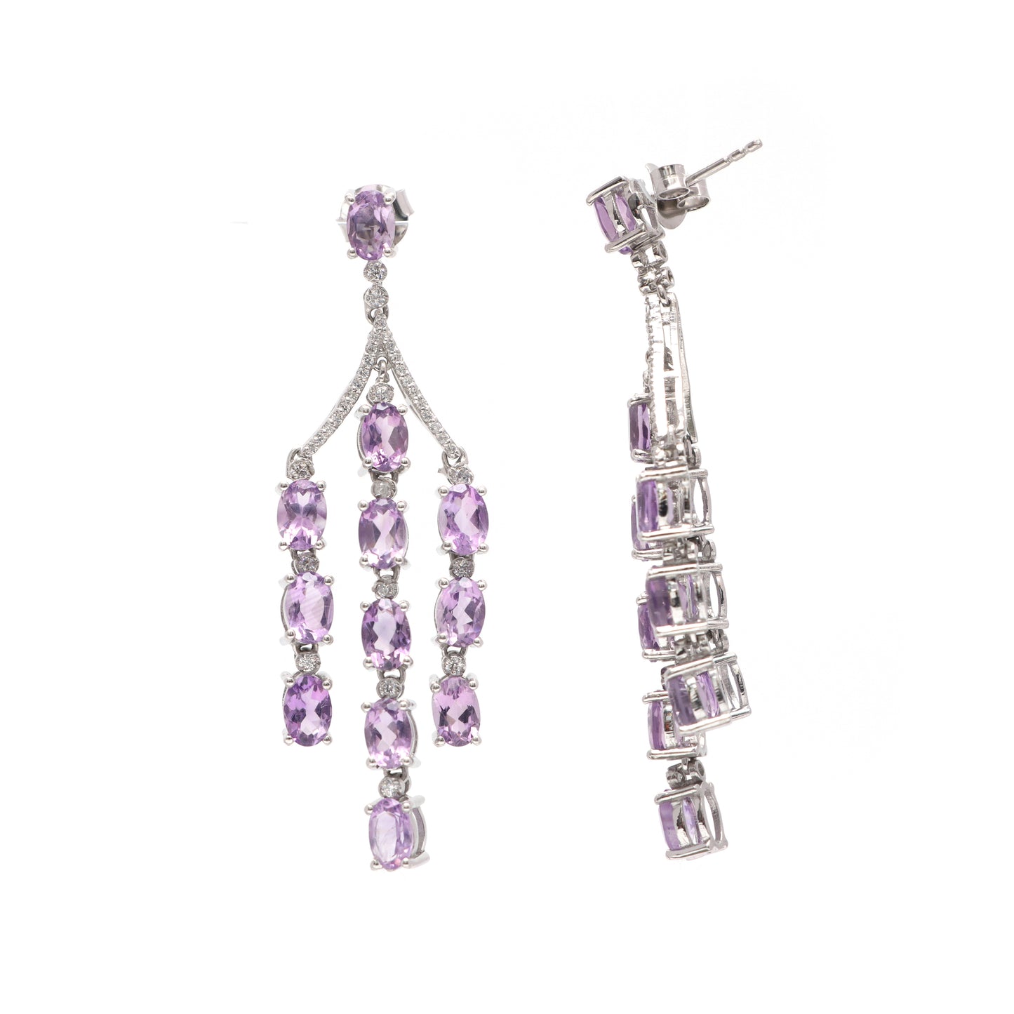 Natural Amethyst Oval Cut Gemstone Dangle Drop Earrings 925 Sterling Silver Earrings Price Per Pair