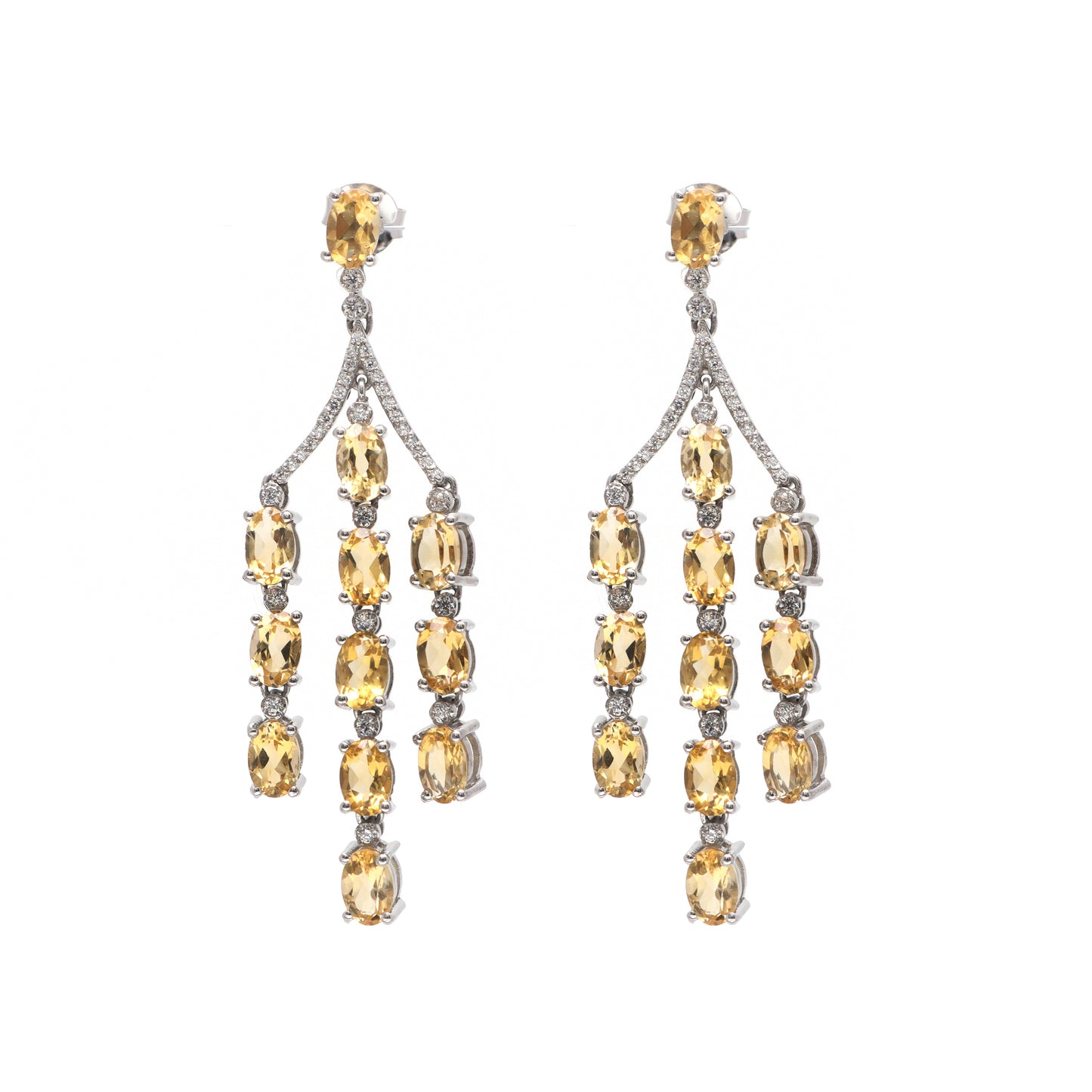 Citrine Oval Cut Gemstone Dangle Drop Earrings 925 Sterling Silver Bridesmaid Earrings Gift for Her