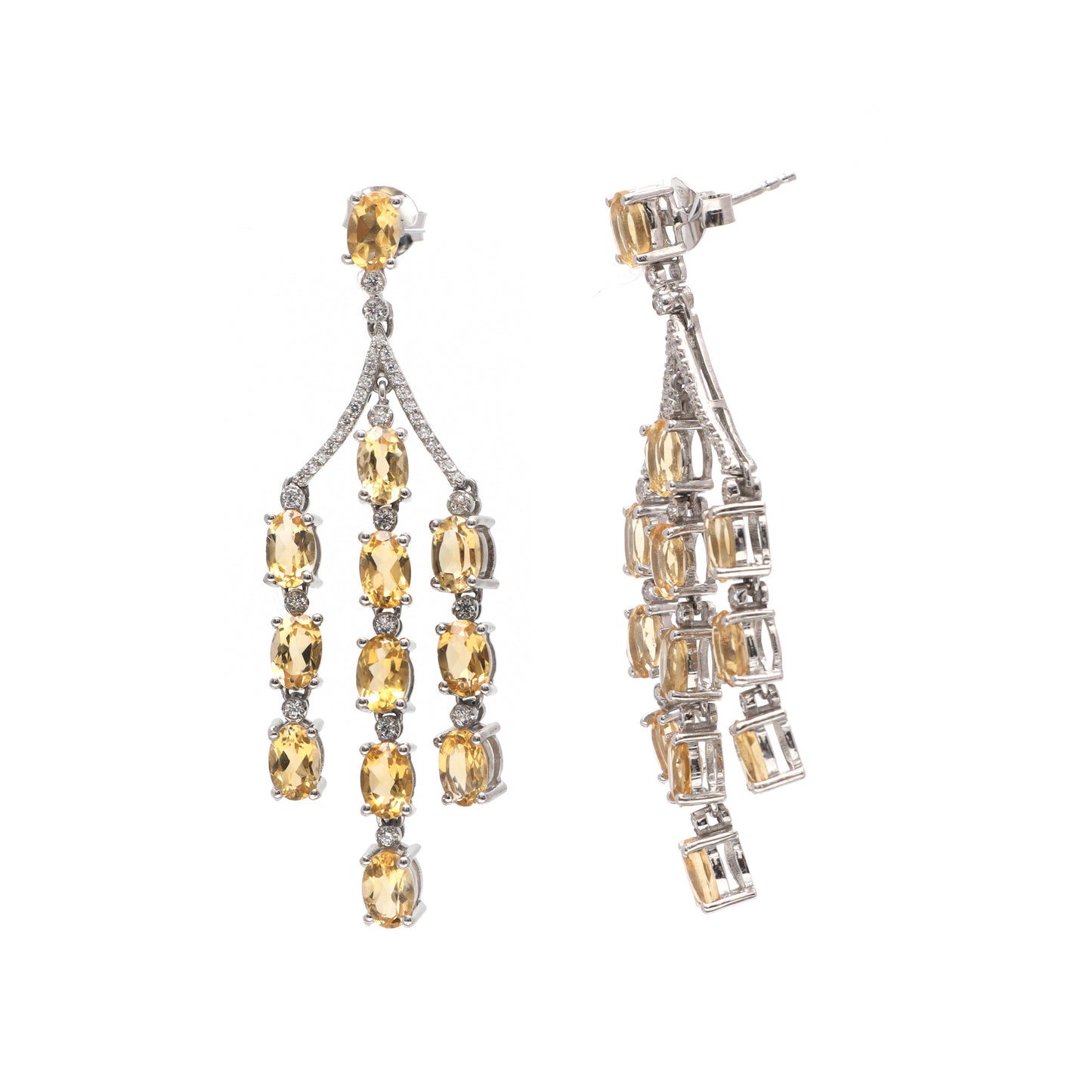 Citrine Oval Cut Gemstone Dangle Drop Earrings 925 Sterling Silver Bridesmaid Earrings Gift for Her