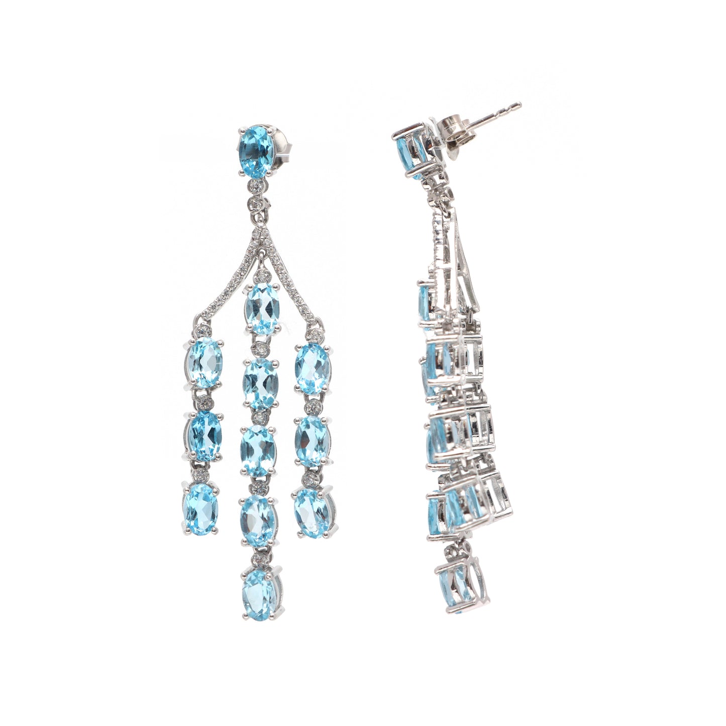 Swiss Blue Topaz Dangle Drop Oval Cut Gemstone 925 Sterling Silver Earrings Price Per Pair