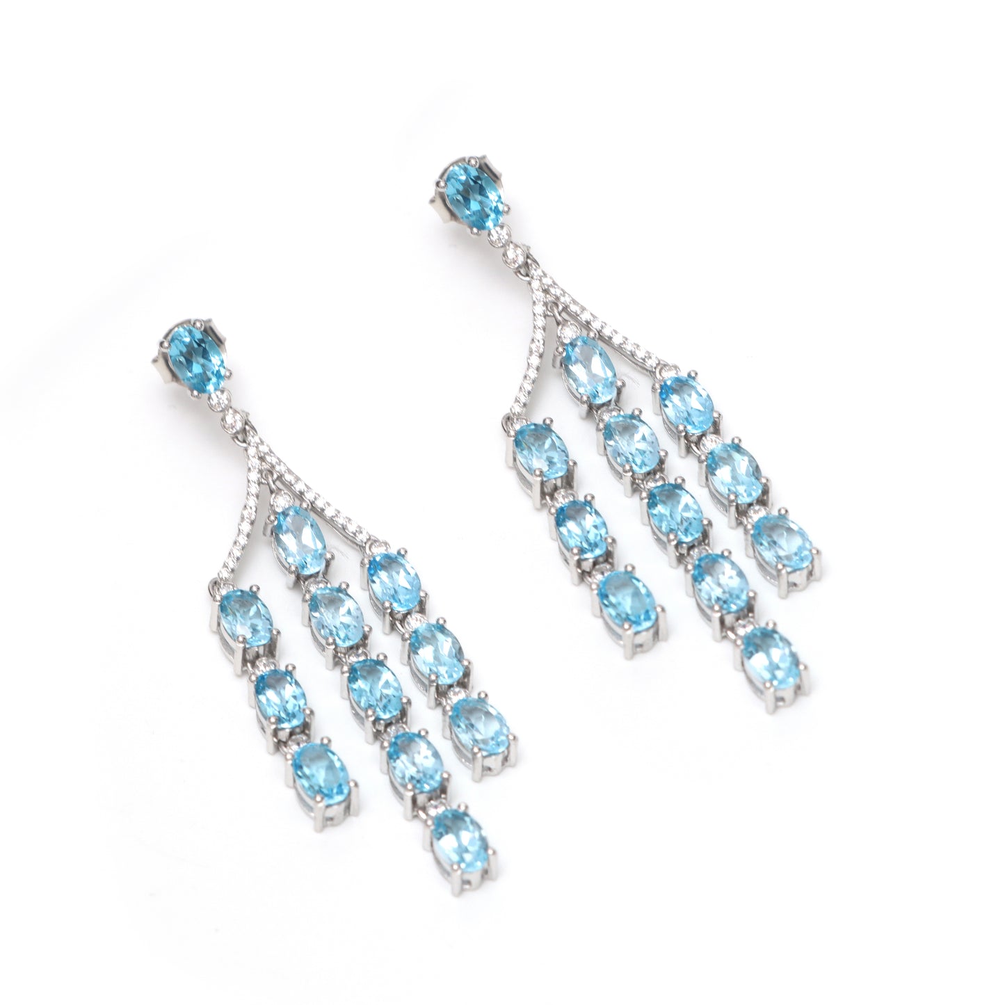 Swiss Blue Topaz Dangle Drop Oval Cut Gemstone 925 Sterling Silver Earrings Price Per Pair