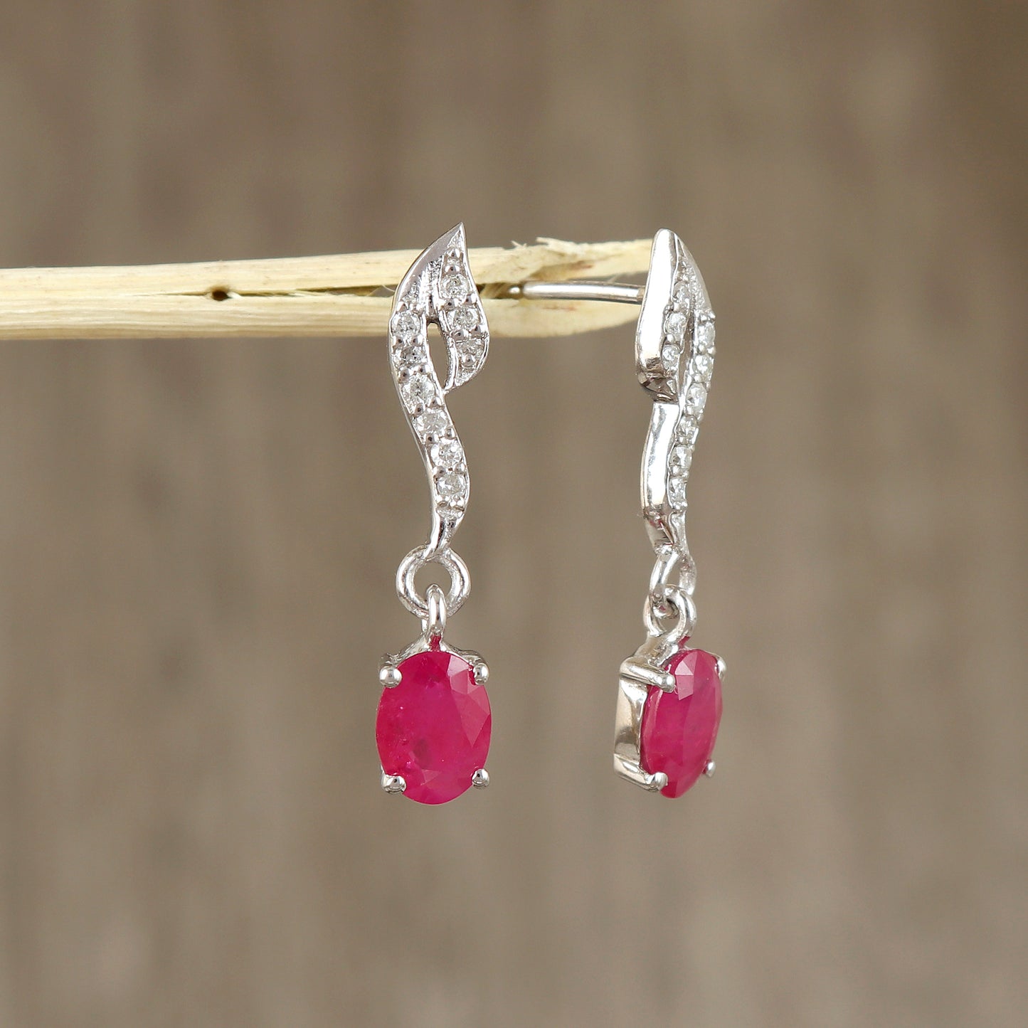 Ruby & Diamond Stud Earrings-925 Sterling Silver Earrings-Dainty Ruby Stud Earrings-July Birthstone-Ruby Jewelry-Anniversary Gift for Her