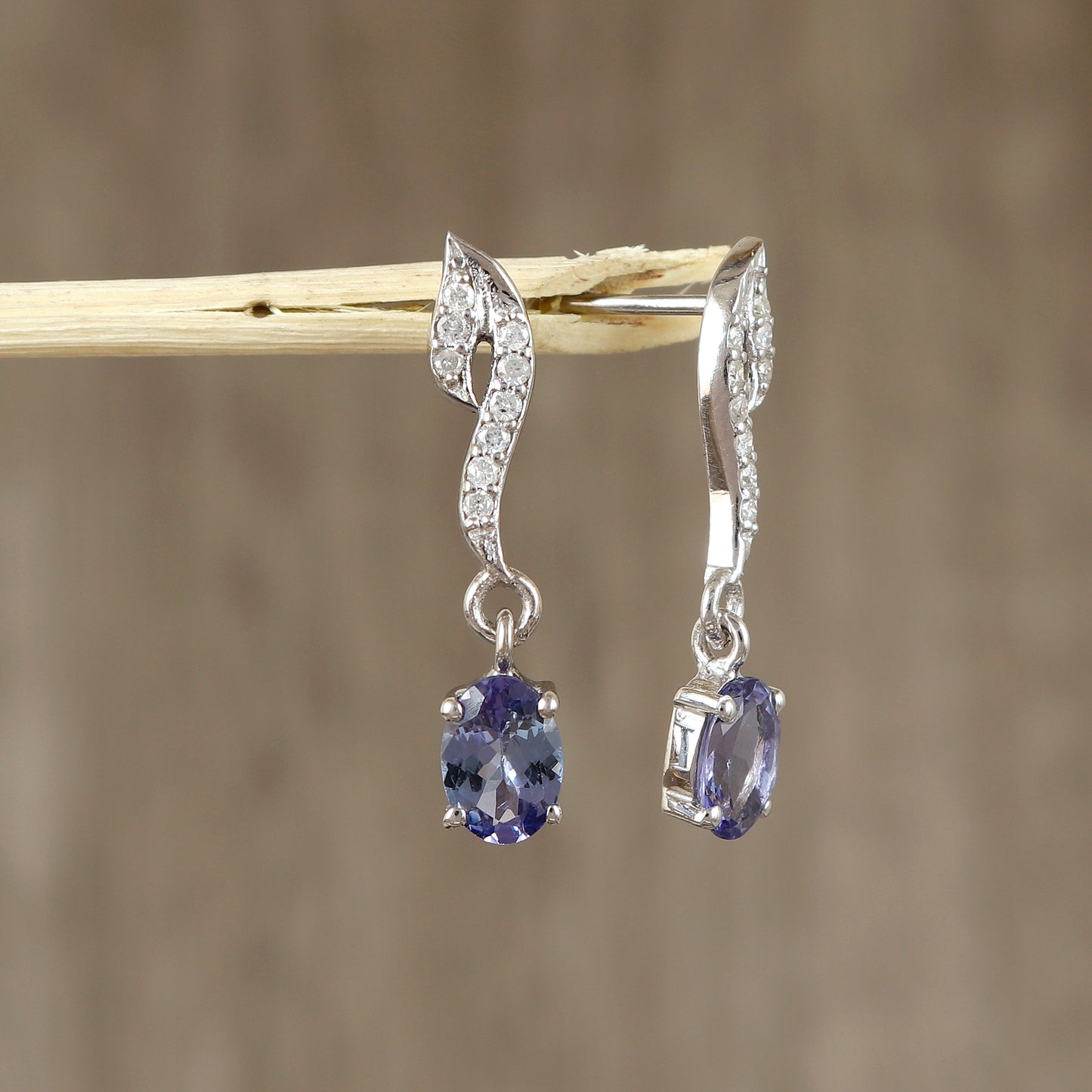 Tanzanite Oval Gemstone Earrings-925 Sterling Silver-Tanzanite Jewelry-December Birthstone-Tanzanite Dainty Earrings-Wedding Gift for Her
