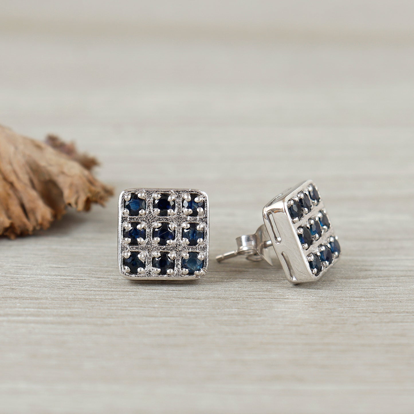 Natural Blue Sapphire Dainty Stud Earrings-Round Cut Gemstone Earrings-September Birthstone Studs-Wedding Gift-Tiny Earrings Gift for Her