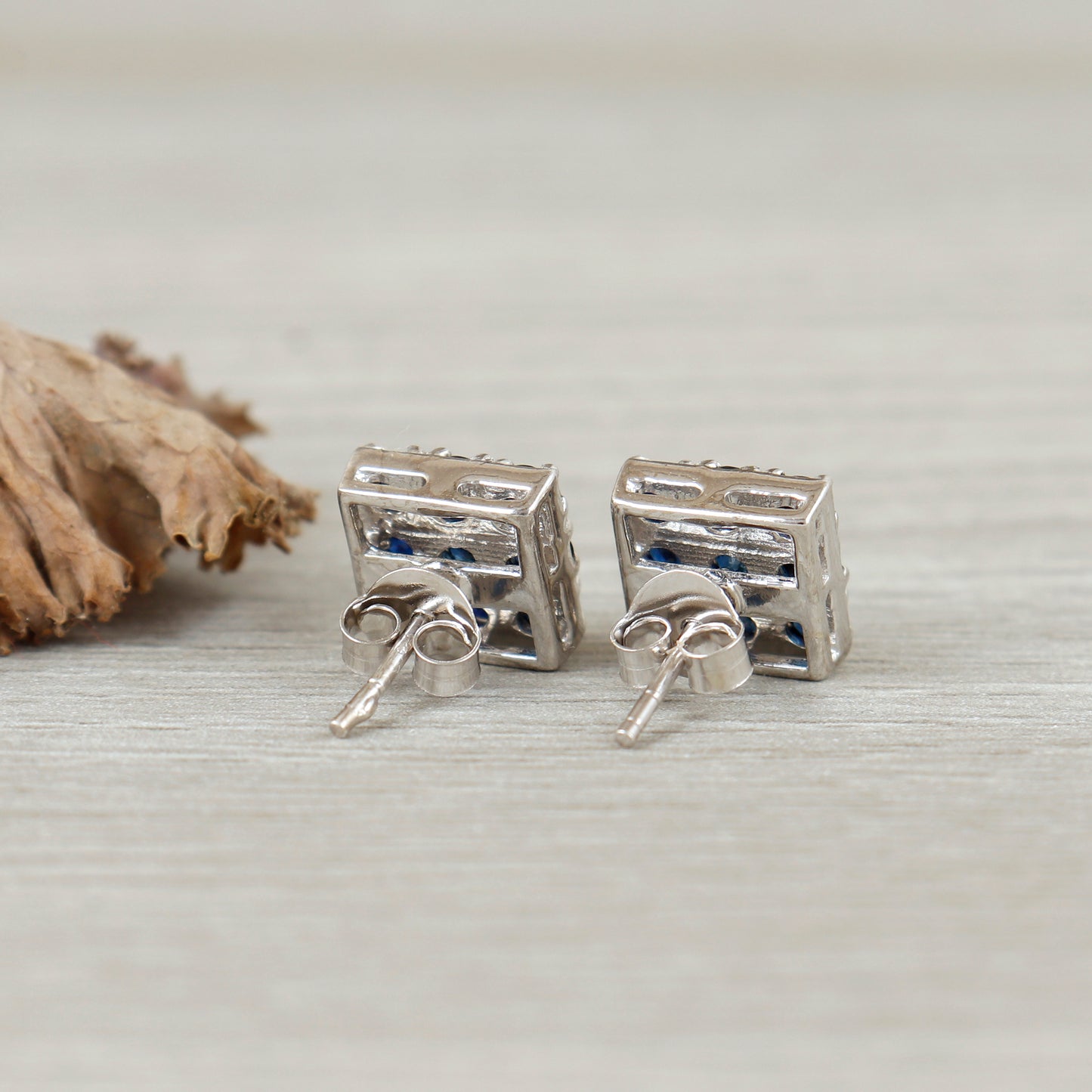 Blue Sapphire Stud Earrings-925 Sterling Silver Studs-Natural Blue Sapphire Stud-Push Back Stud Earrings-Dainty Sapphire Earrings for Women
