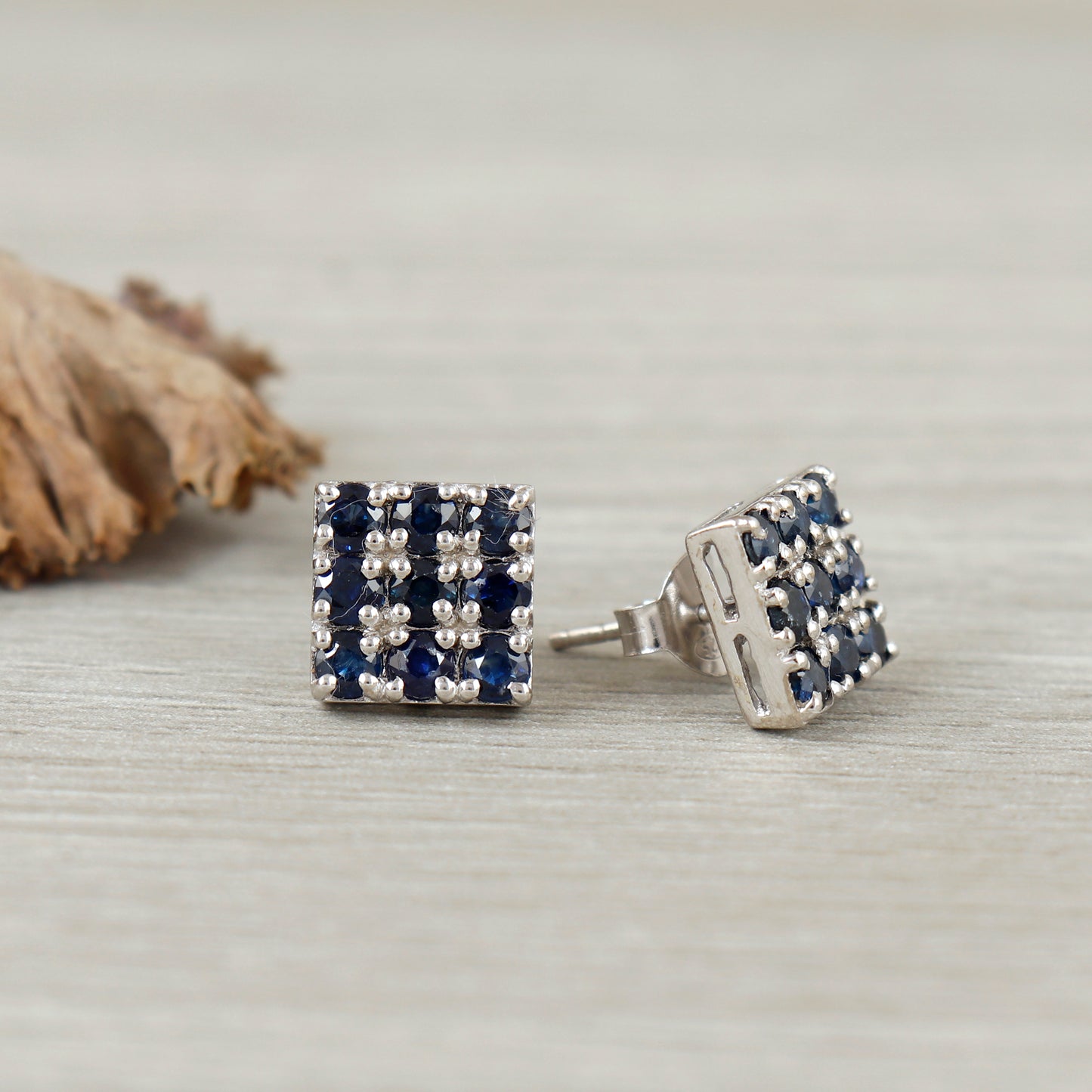 Blue Sapphire Stud Earrings-925 Sterling Silver Studs-Natural Blue Sapphire Stud-Push Back Stud Earrings-Dainty Sapphire Earrings for Women