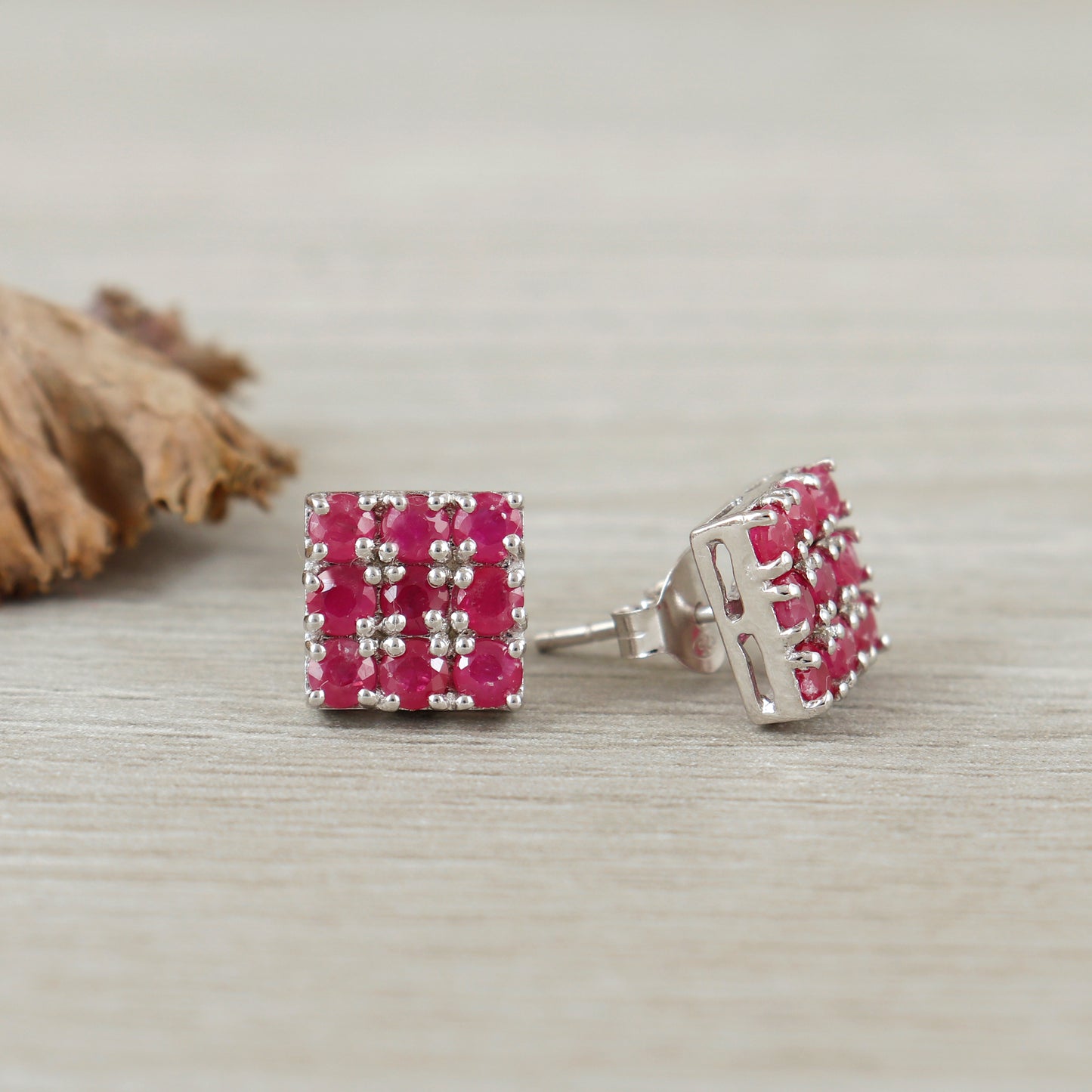 Natural Ruby Earrings-925 Sterling Silver Stud Earrings-July Birthstone-Ruby Jewelry-Round Cut Gemstone Earrings-Dainty Ruby Studs for Girls