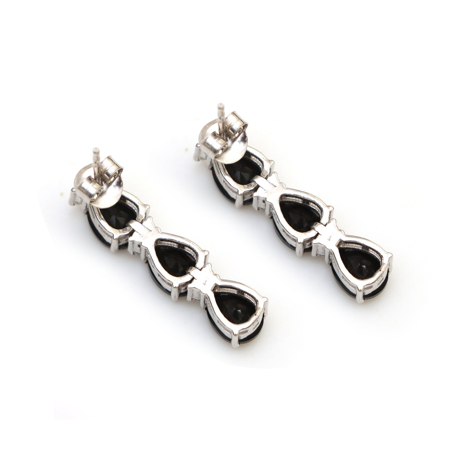 Black Onyx Earrings-925 Sterling Silver Stud Earrings-Pear Gemstone Earrings-Black Onyx Silver Earrings-December Birthstone Studs for Her