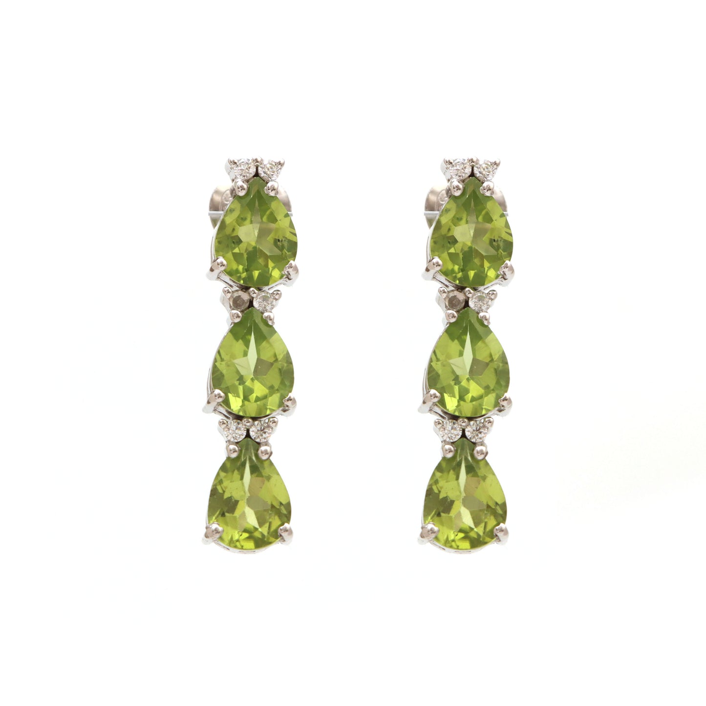 Natural Peridot Pear Gemstone Earrings-925 Sterling Silver Stud Earrings-August Birthstone Studs-Peridot Silver Stud Earring-Wedding Gift
