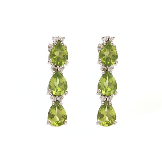 Natural Peridot Pear Gemstone Earrings-925 Sterling Silver Stud Earrings-August Birthstone Studs-Peridot Silver Stud Earring-Wedding Gift