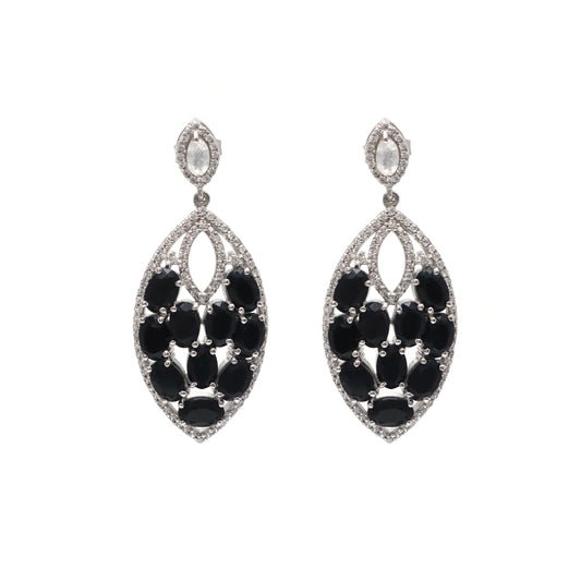 Natural Black Onyx Oval Cut Gemstone Earrings-925 Sterling Silver Stud Earrings-Black Onyx Designer Earrings-Wedding Anniversary Gift Her