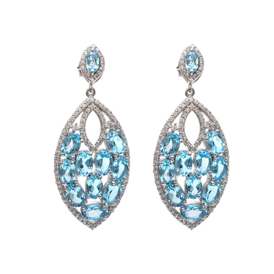 Natural Swiss Blue Topaz Oval Cut Gemstone Earrings-925 Sterling Silver Earrings-Blue Topaz Stud Earrings-Dainty Stud Earrings Gift for Her