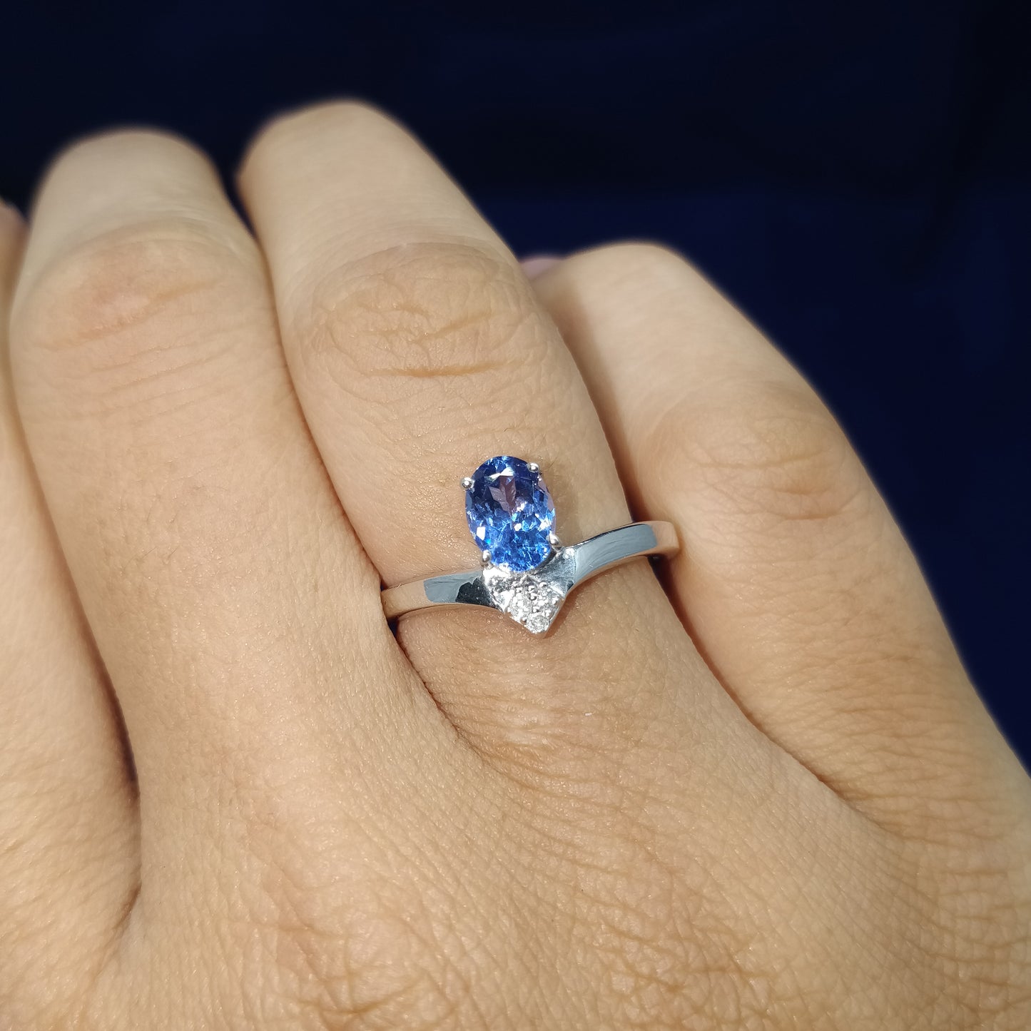 Natural Tanzanite Oval Faceted Gemstone Ring December Birthstone Ring Diamond Ring Gift for Her