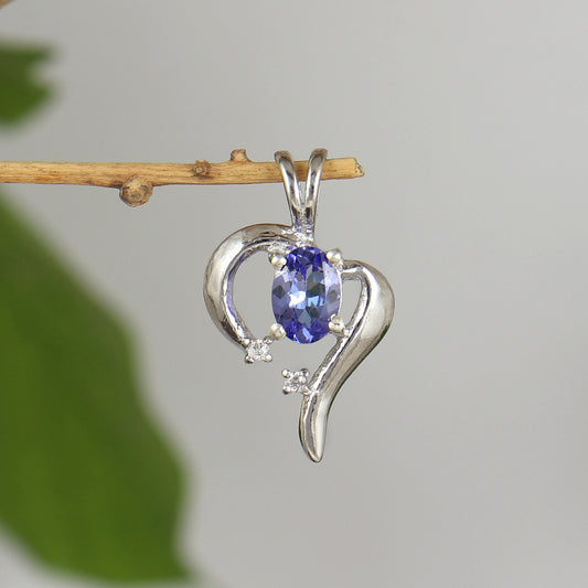 Natural Tanzanite Pendant-925 Sterling Silver Pendant-December Birthstone Pendant-Diamond Pendant-Tanzanite Necklace-Chain Pendant for Gift