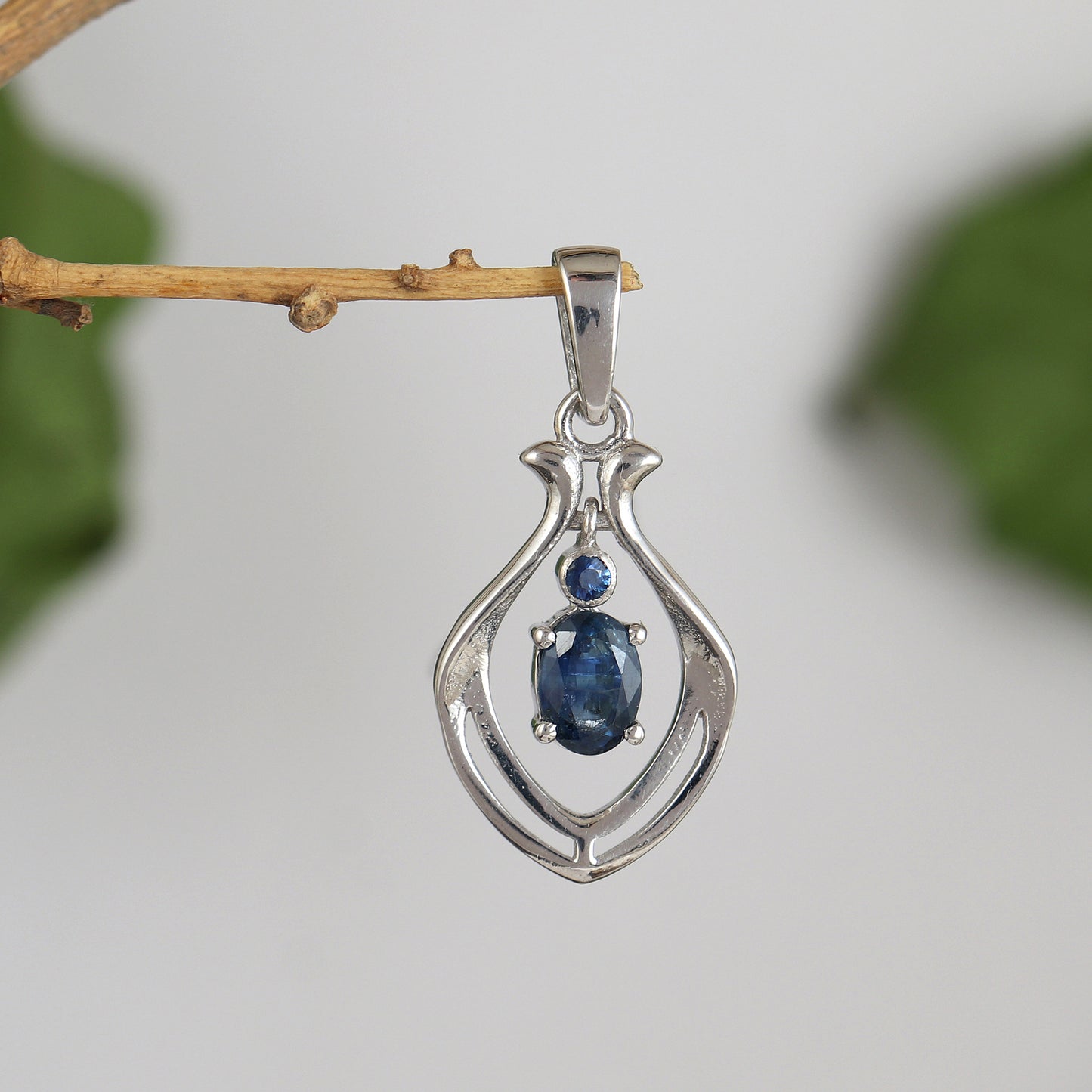 Blue Sapphire Pendant 925 Sterling Silver Pendant Blue Sapphire Gemstone Pendant Handmade Jewelry Blue Sapphire Jewelry Gift For Her Mother