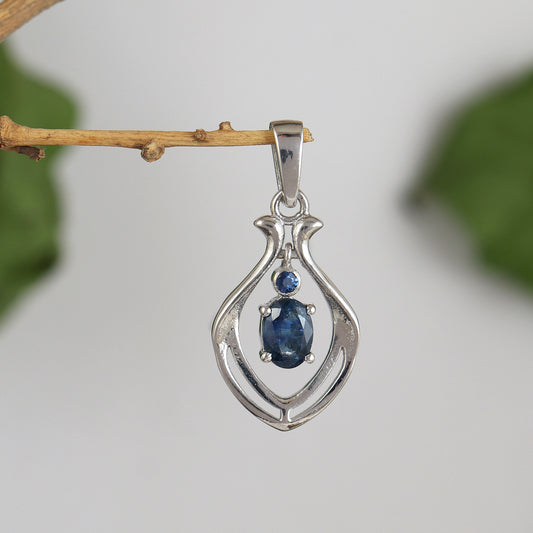 Blue Sapphire Pendant 925 Sterling Silver Pendant Blue Sapphire Gemstone Pendant Handmade Jewelry Blue Sapphire Jewelry Gift For Her Mother