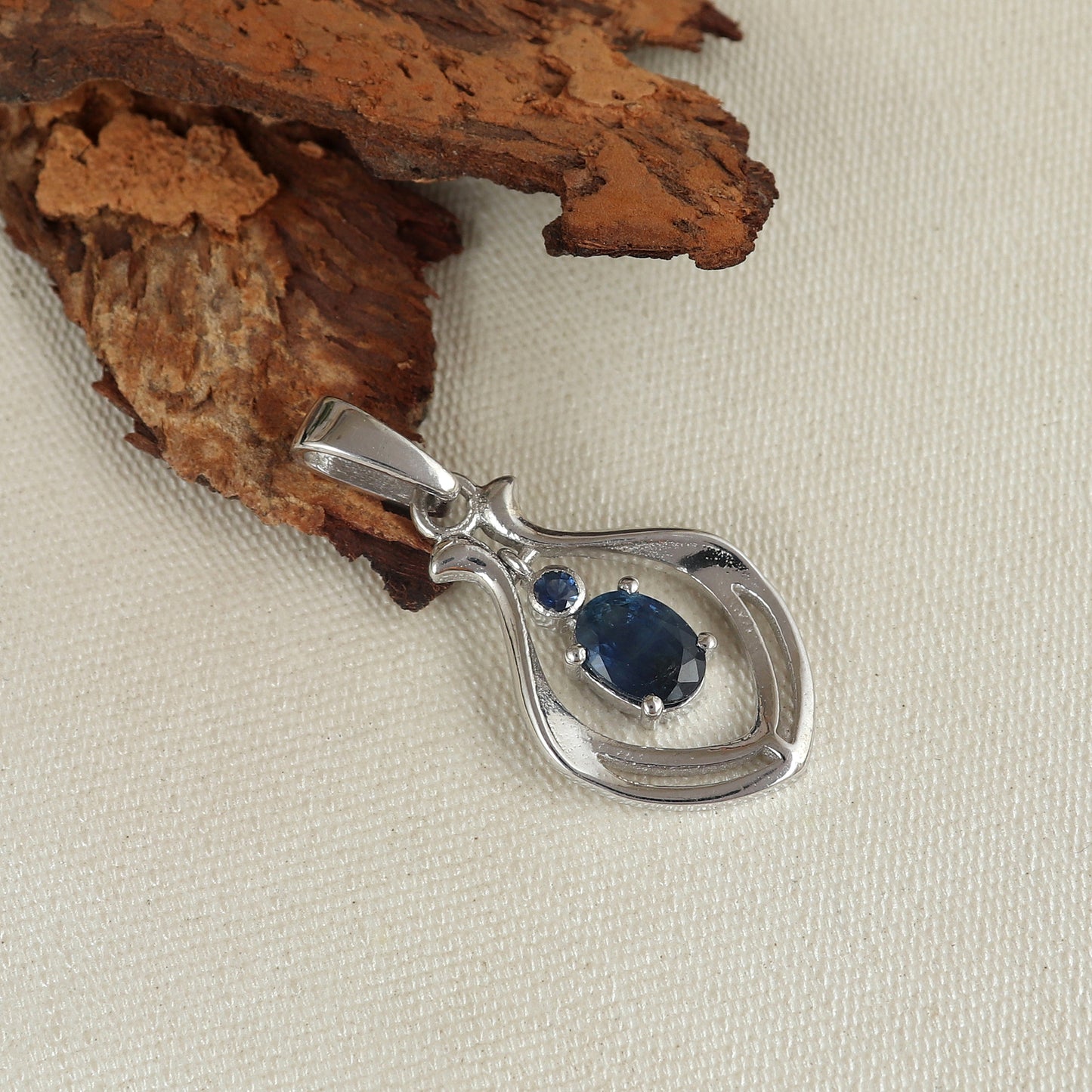 Blue Sapphire Pendant 925 Sterling Silver Pendant Blue Sapphire Gemstone Pendant Handmade Jewelry Blue Sapphire Jewelry Gift For Her Mother