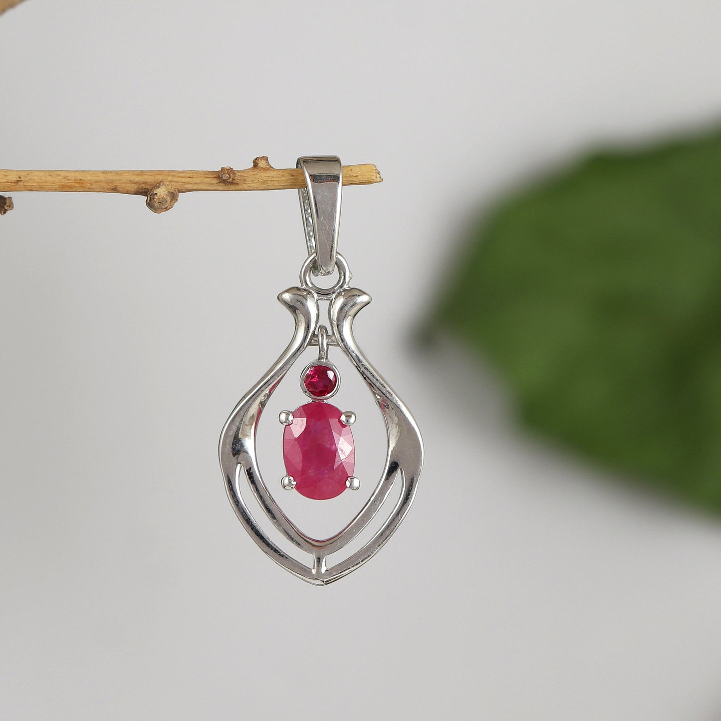 Natural Ruby Pendant-925 Sterling Silver Designer Pendant-Dainty Ruby Pendant-July Birthstone Pendant-Ruby Pendant Necklace-Chain Pendant
