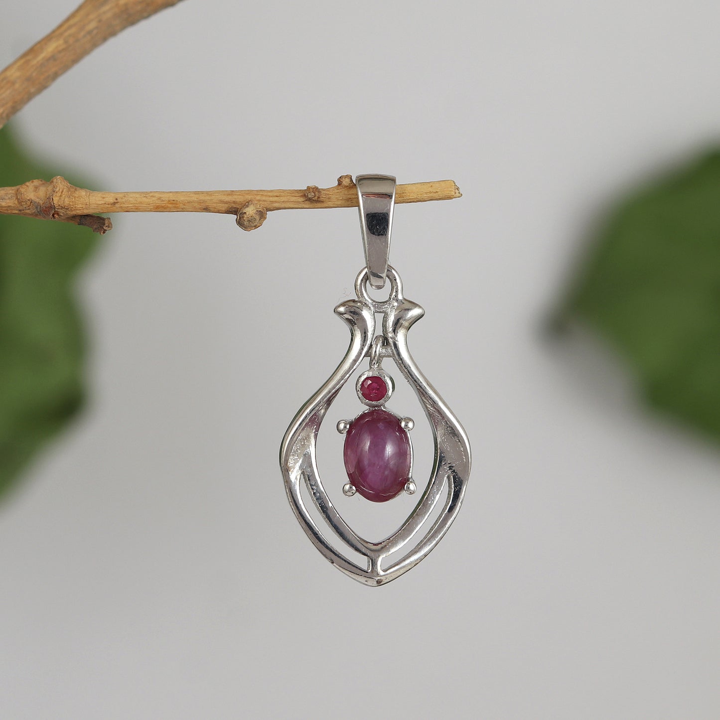 Natural Star Ruby Pendant-925 Sterling Silver Designer Pendant-Tiny Ruby Pendant-July Birthstone Pendant-Ruby Pendant Necklace-Chain Pendant